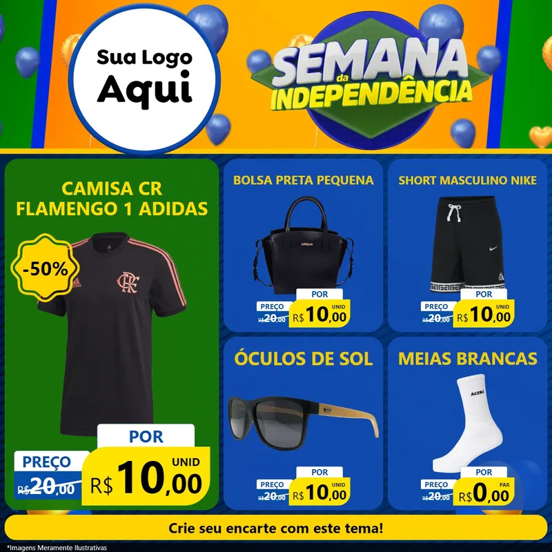 Modelo de Rede Social para Feed Facebook com o tema Semana da Independência para Roupas e acessórios
