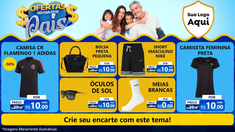 Modelo de TV para TV Horizontal com o tema Ofertas do Dia dos Pais para Roupas e acessórios