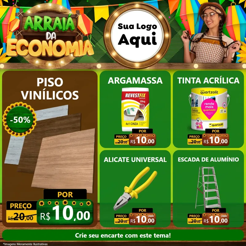 Modelo de Rede Social para Feed Facebook com o tema Arraiá de Economia para Material para Construção