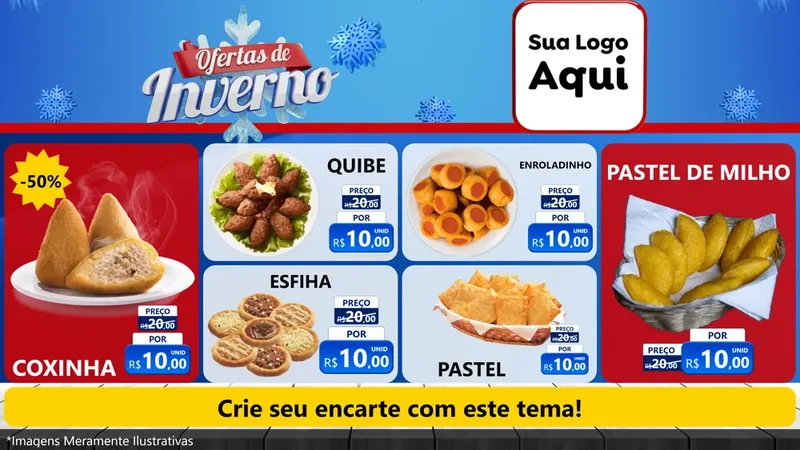 Modelo de TV para TV Horizontal com o tema Ofertas de Inverno para Salgadaria