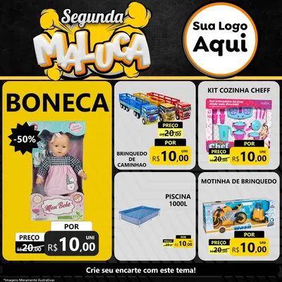 Modelo de Rede Social para Feed Facebook com o tema Segunda Maluca para Brinquedos