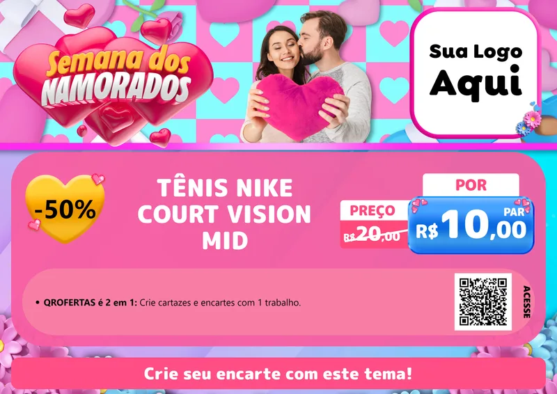 Modelo de Cartaz para Cartaz A4 Horizontal com o tema Semana dos Namorados para Calçados