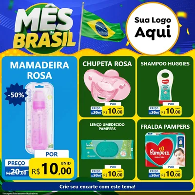 Modelo de Rede Social para Feed Facebook com o tema Mês do Brasil para Bebês