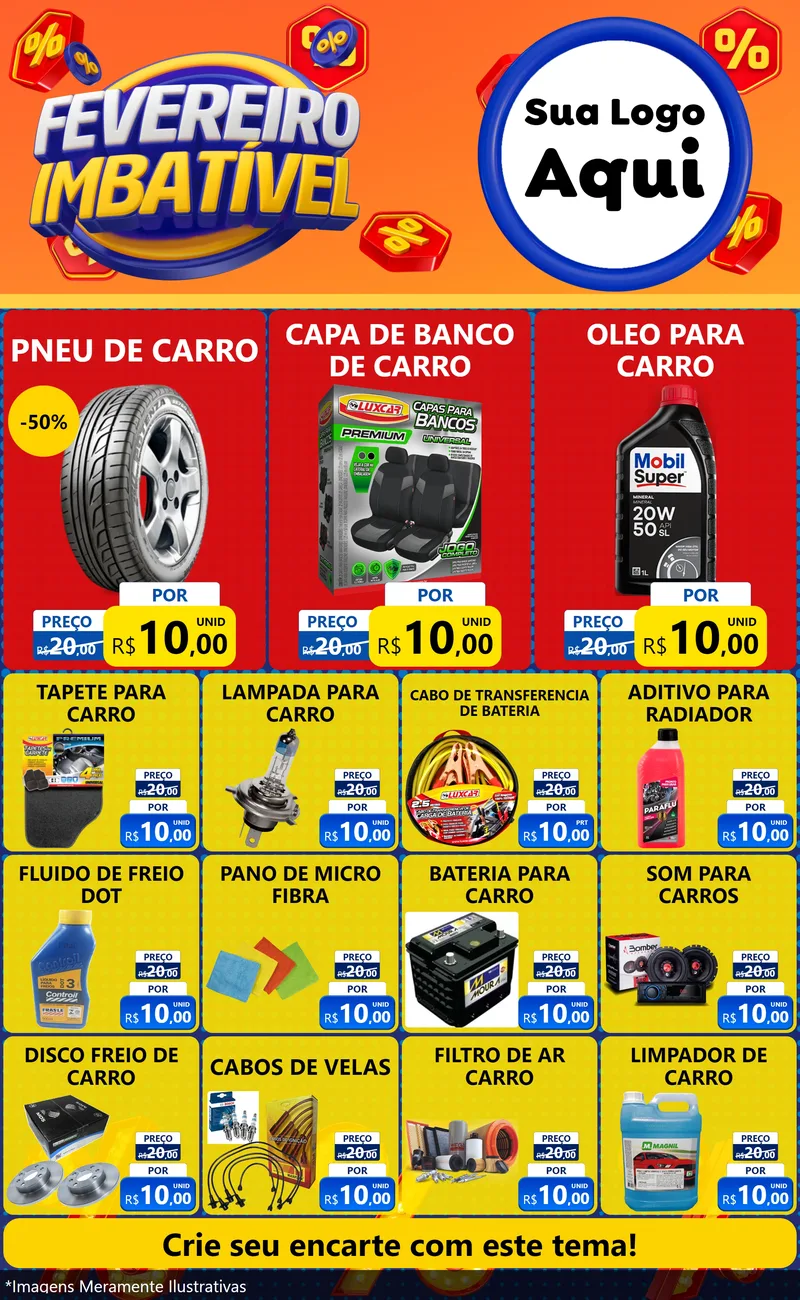 Modelo de Encarte para Encarte Grande com o tema Fevereiro Imbatível para Auto peças