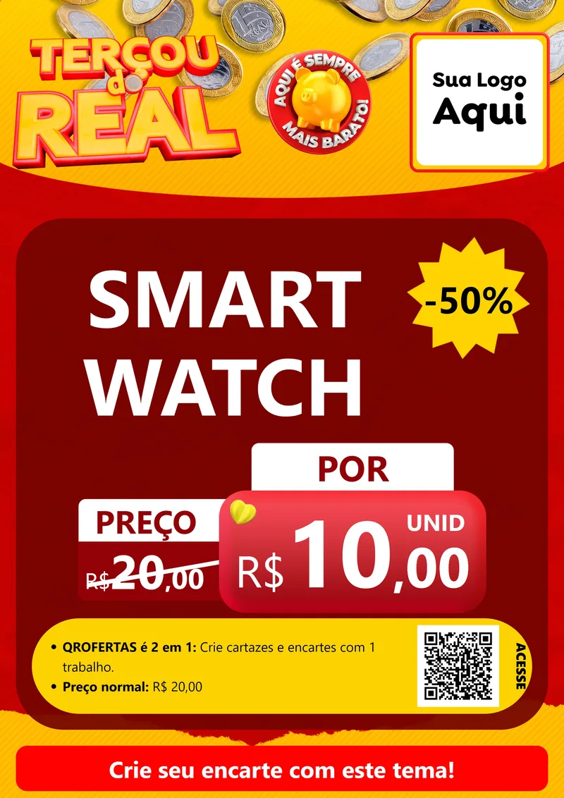 Modelo de Cartaz para Cartaz A4 Vertical com o tema Terçou do Real para Informática