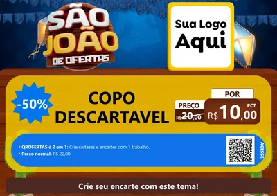 Modelo de Cartaz para Cartaz A4 Horizontal com o tema São João Ofertas Imbatíveis! - Junina para Embalagens