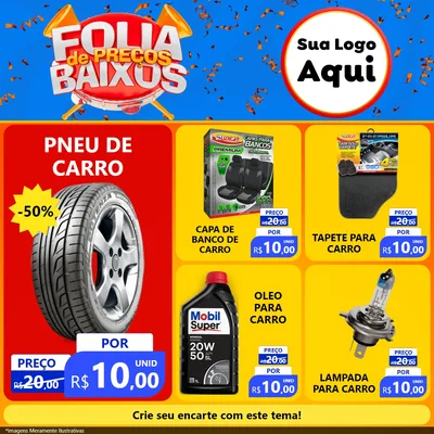 Modelo de Rede Social para Feed Facebook com o tema Folia de Preços Baixos para Auto peças