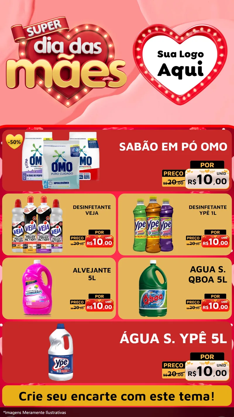 Modelo de TV para TV Vertical com o tema Super Dia Das Mães para Produtos de Limpeza