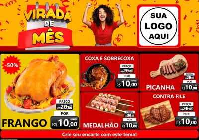 Modelo de Encarte para Encarte A4 Horizontal com o tema Virada de Mês para Assados