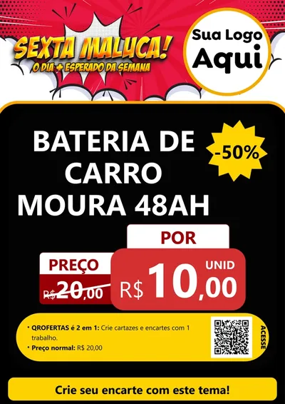 Modelo de Cartaz para Cartaz A4 Vertical com o tema Sexta Maluca! para Baterias Elétricas