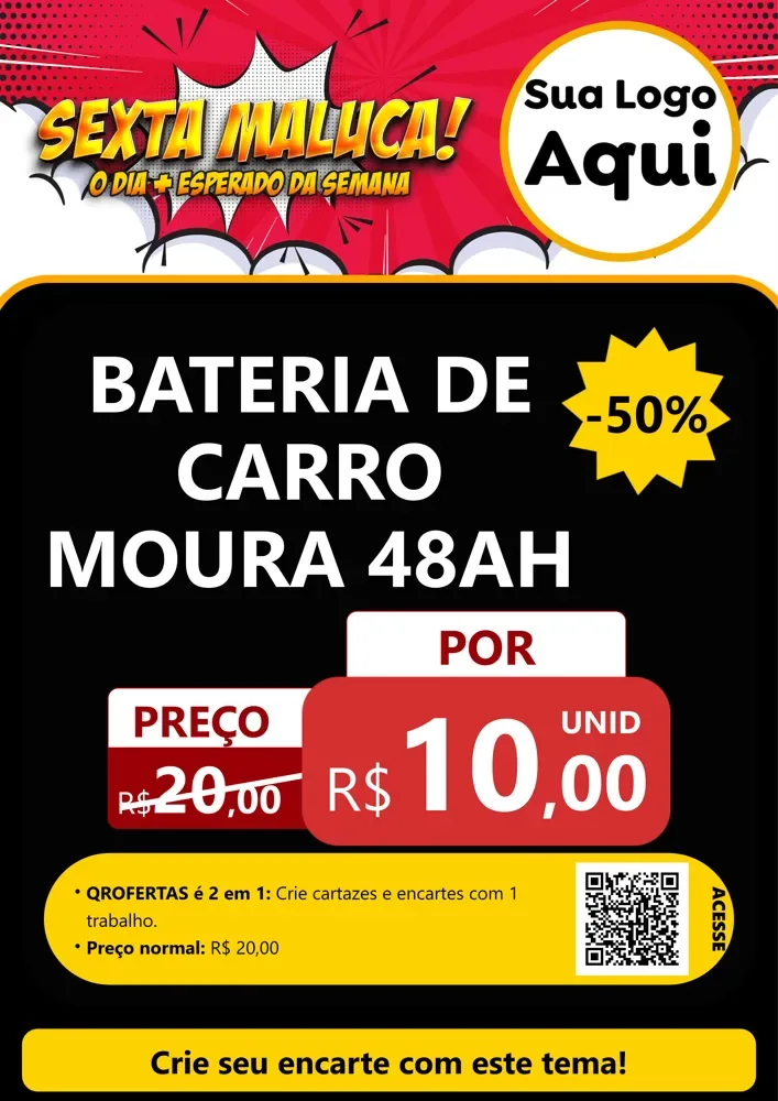 Modelo de Cartaz para Cartaz A4 Vertical com o tema Sexta Maluca! para Baterias Elétricas