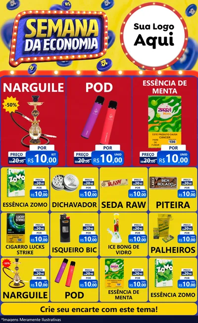Modelo de Encarte para Encarte Grande com o tema Semana da Economia para Tabacaria