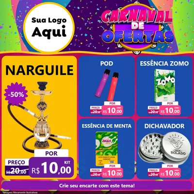 Modelo de Rede Social para Feed Facebook com o tema Carnaval de Ofertas para Tabacaria