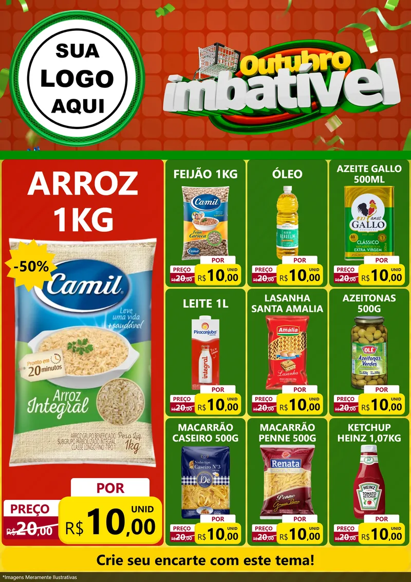 Modelo de Encarte para Encarte A4 Vertical com o tema Outubro Imbatível para Supermercado