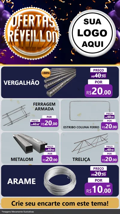 Modelo de TV para TV Vertical com o tema Ofertas de Réveillon para Ferragens