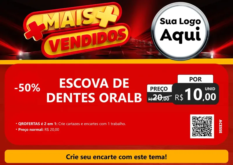 Modelo de Cartaz para Cartaz A4 Horizontal com o tema Mais Vendidos para Higiene Pessoal