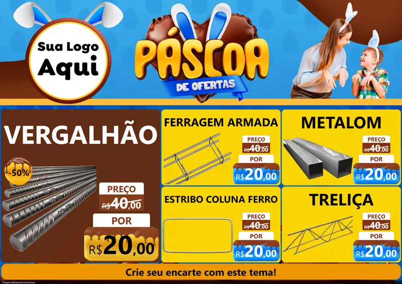 Modelo de Encarte para Encarte A4 Horizontal com o tema Páscoa de Ofertas para Ferragens