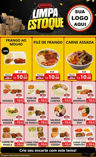 Modelo de Encarte para Encarte Grande com o tema Operação Limpa Estoque para Restaurante