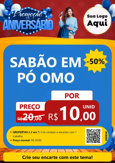 Modelo de Cartaz para Cartaz A4 Vertical com o tema Promoção de Aniversário para Produtos de Limpeza