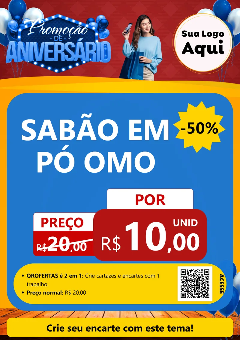 Modelo de Cartaz para Cartaz A4 Vertical com o tema Promoção de Aniversário para Produtos de Limpeza