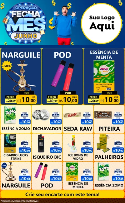 Modelo de Encarte para Encarte Grande com o tema Operação Fecha Mês, Junho para Tabacaria