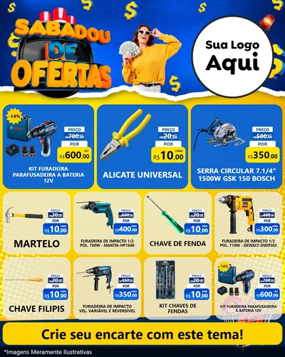 Modelo de Rede Social para Feed Instagram com o tema Sabadou de Ofertas para Maquinas e Ferramentas