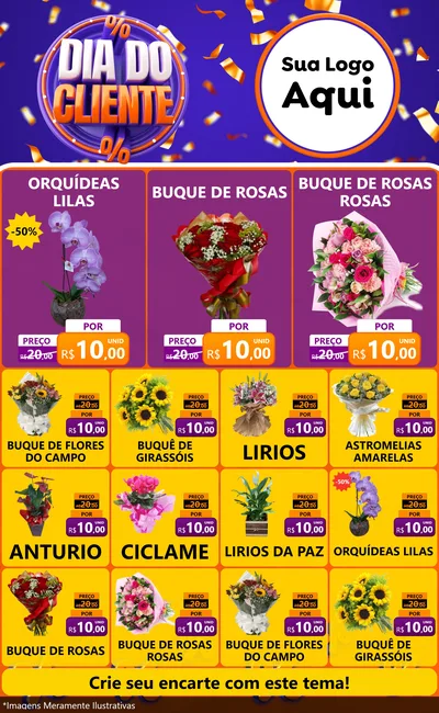 Modelo de Encarte para Encarte Grande com o tema Dia do Cliente para Floricultura e jardim