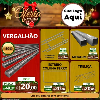 Modelo de Rede Social para Feed Facebook com o tema Ofertas Natalina para Ferragens