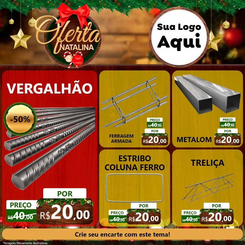 Modelo de Rede Social para Feed Facebook com o tema Ofertas Natalina para Ferragens