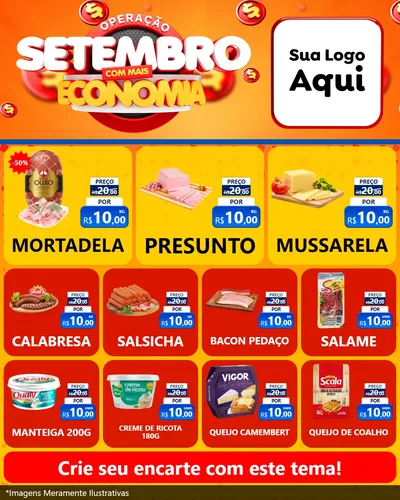 Modelo de Rede Social para Feed Instagram com o tema Operação Setembro Com Muita Economia para Frios e Laticínios