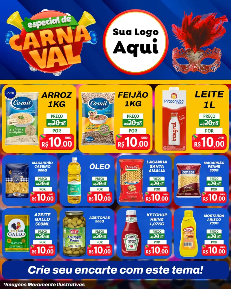 Modelo de Rede Social para Feed Instagram com o tema Especial de Carnaval para Supermercado