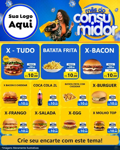 Modelo de Rede Social para Feed Instagram com o tema Mês do Consumidor para Hamburgueria