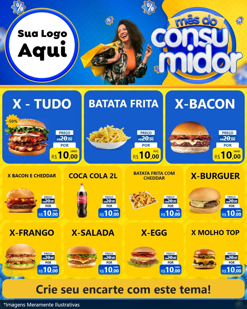 Modelo de Rede Social para Feed Instagram com o tema Mês do Consumidor para Hamburgueria