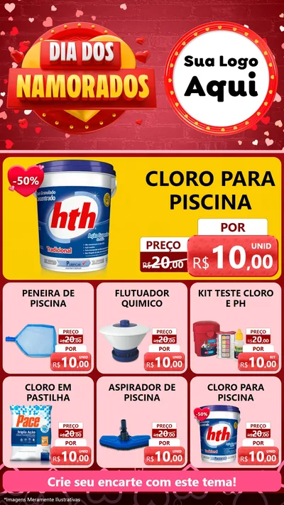Modelo de Rede Social para Stories com o tema Dia Dos Namorados para Produtos para Piscina