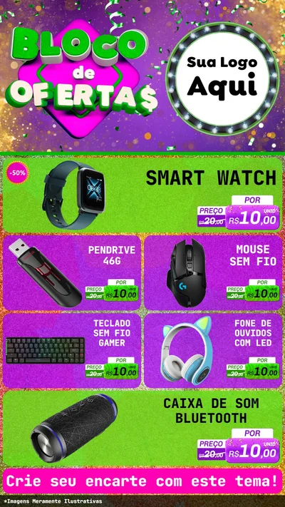 Modelo de TV para TV Vertical com o tema Bloco de Ofertas para Informática