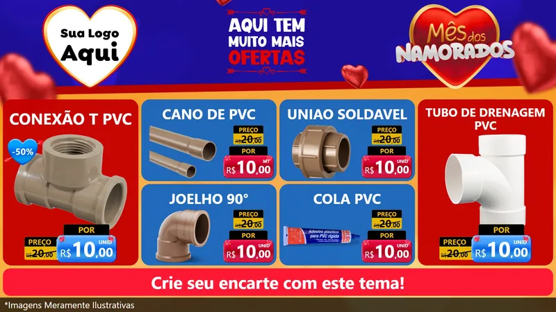 Modelo de TV para TV Horizontal com o tema Mês dos Namorados para Tubos e conexões
