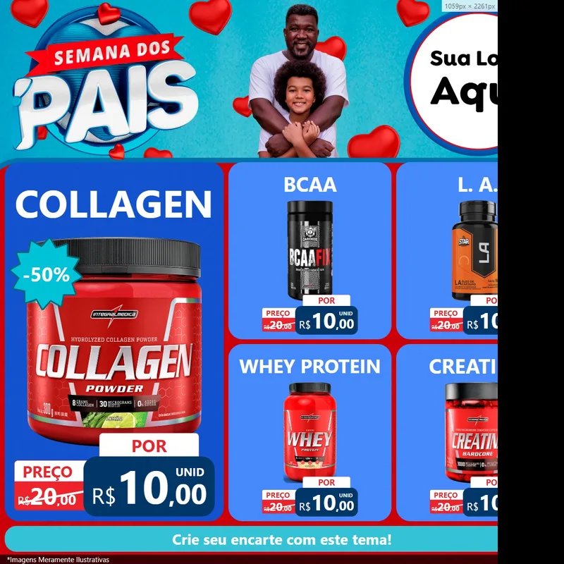 Modelo de Rede Social para Feed Facebook com o tema Semana Dos Pais para Suplementos alimentares