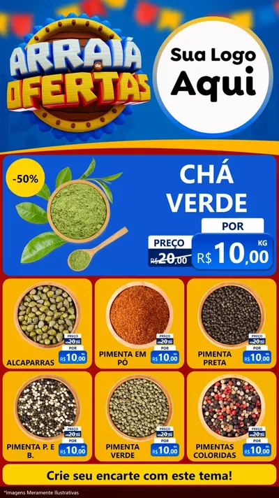 Modelo de Rede Social para Stories com o tema Arraiá de Ofertas - Junina para Produtos Naturais