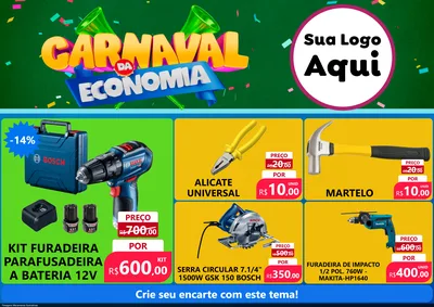 Modelo de Encarte para Encarte A4 Horizontal com o tema Carnaval da Economia para Maquinas e Ferramentas