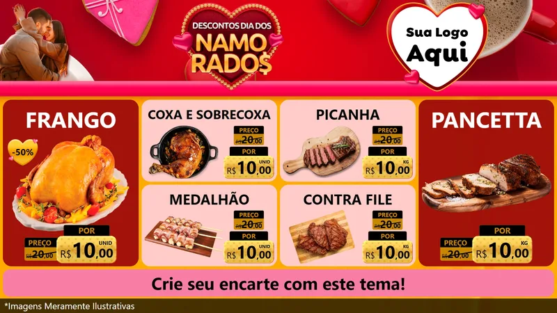 Modelo de TV para TV Horizontal com o tema Descontos Dia dos Namorados para Assados