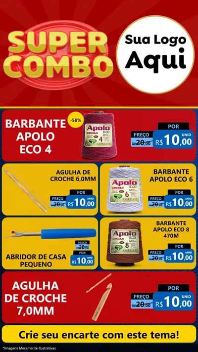 Modelo de TV para TV Vertical com o tema Super Combo para Armarinho e Aviamentos