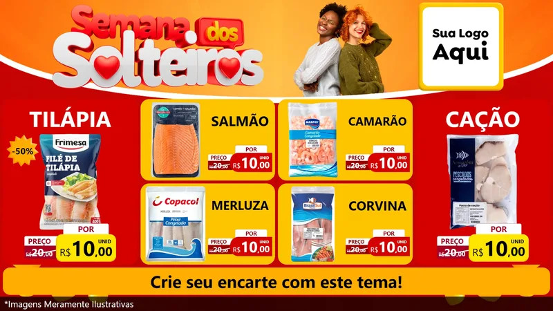 Modelo de TV para TV Horizontal com o tema Semana dos Solteiros para Peixaria