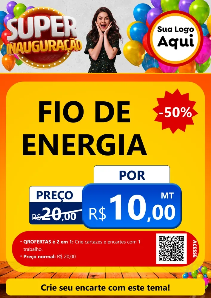 Modelo de Cartaz para Cartaz A4 Vertical com o tema Super Inauguração para Materiais Elétricos