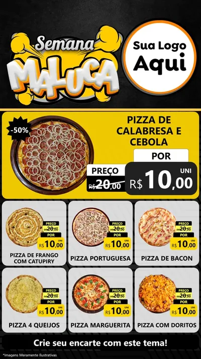 Modelo de Rede Social para Stories com o tema Semana Maluca para Pizzaria