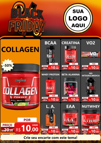 Modelo de Encarte para Encarte A4 Vertical com o tema Black Friday para Suplementos alimentares