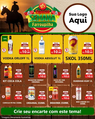 Modelo de Rede Social para Feed Instagram com o tema Especial Semana Farroupilha para Distribuidora de bebidas