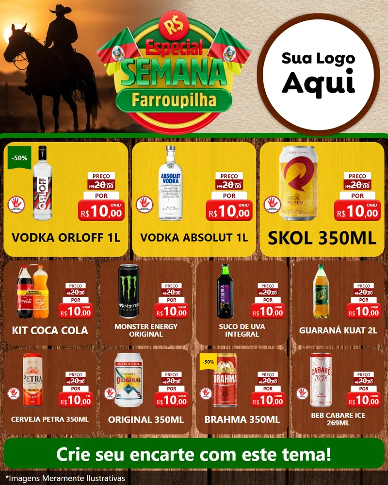 Modelo de Rede Social para Feed Instagram com o tema Especial Semana Farroupilha para Distribuidora de bebidas