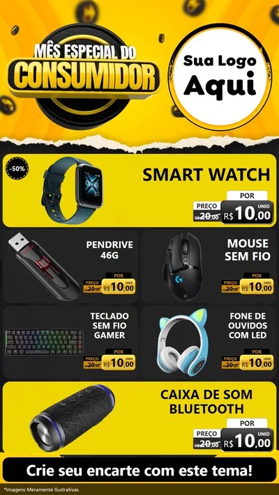 Modelo de TV para TV Vertical com o tema Mês Especial do Consumidor para Informática