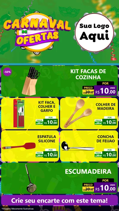Modelo de TV para TV Vertical com o tema Carnaval de Ofertas para Utilidades Domésticas