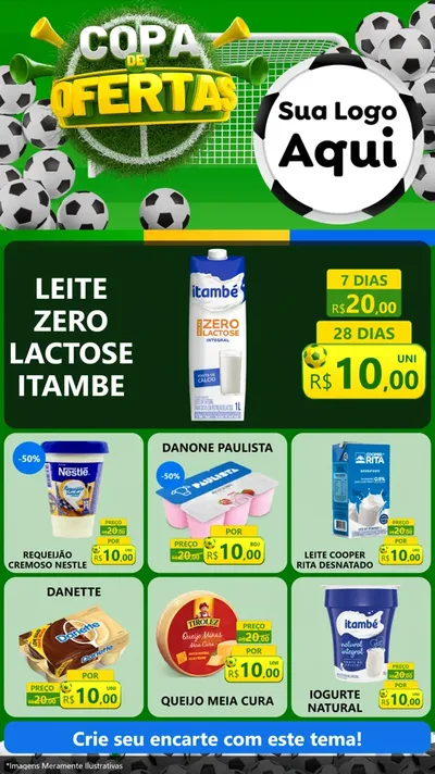 Modelo de Rede Social para Stories com o tema Copa De Ofertas para Frios e Laticínios